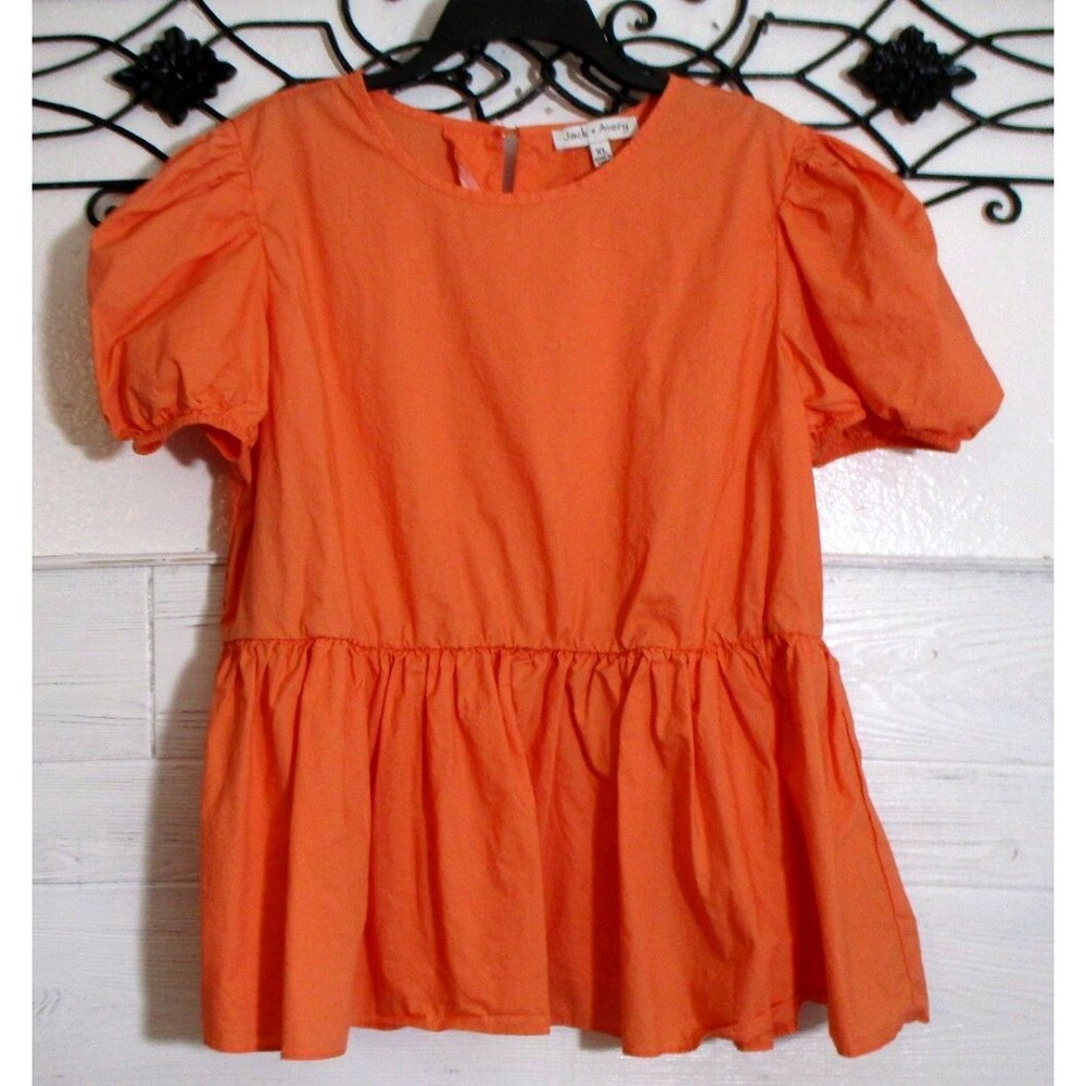 Jack & Avery Women's Top Size XL Short Sleeve Orange Round Neck